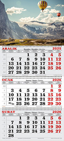 2026 Yılı Gemici Takvimi- Dağ, Gökyüzü ve Balonlar