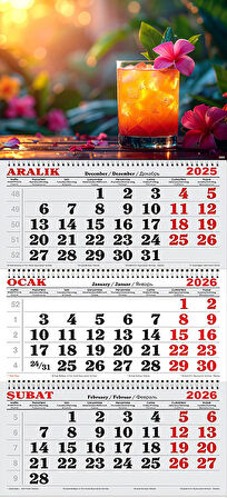 2026 Yılı Gemici Takvimi- Buz Gibi Kokteyl ve Çiçekler