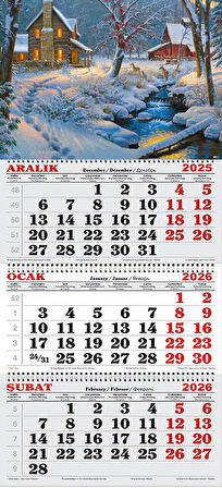 2026 Yılı Gemici Takvimi- Karlı Kulübe, Nehir ve Geyikler