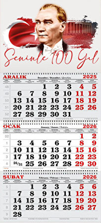 2026 Yılı Gemici Takvimi-Seninle 100 Yıl -ATATÜRK