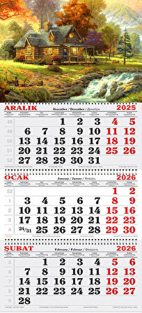 2026 Yılı Gemici Takvimi-Sıcak Bir Kış Masalı–Kır Evi Temalı Takvim