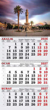 2027 Yılı Gemici Takvimi-İzmir Saat Kulesi