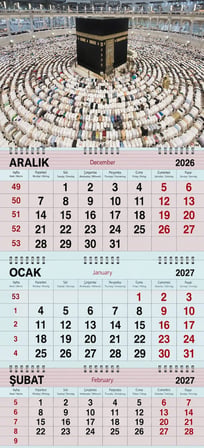 2027 Yılı Gemici Takvimi-Kâbe ve Secde Eden Hacılar