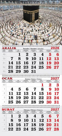 2027 Yılı Gemici Takvimi-Kâbe ve Secde Eden Hacılar