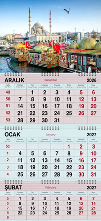  2027 Yılı Gemici Takvimi-Süleymaniye Camii ve Renkli Tekneler