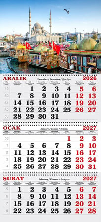  2027 Yılı Gemici Takvimi-Süleymaniye Camii ve Renkli Tekneler