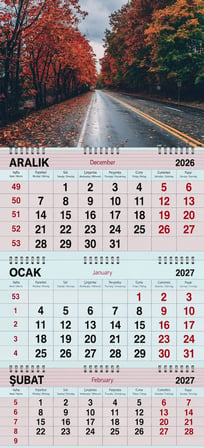 2027 Yılı Gemici Takvimi- Sonbahar Manzaralı Yol