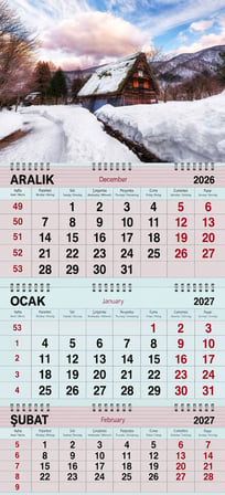 2027 Yılı Gemici Takvimi- Karlar İçerisinde Japon Villası