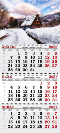 2027 Yılı Gemici Takvimi- Karlar İçerisinde Japon Villası
