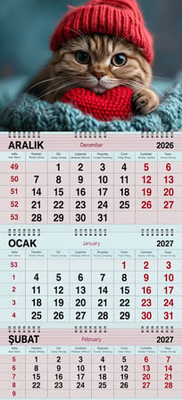 2027 Yılı Gemici Takvimi- Kırmızı Bereli Kedi