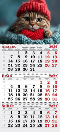 2027 Yılı Gemici Takvimi- Kırmızı Bereli Kedi