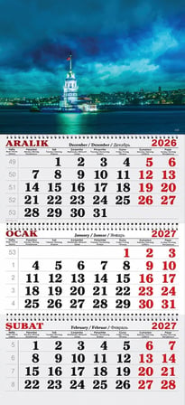 2027 Yılı Gemici Takvimi----İSTANBUL KIZ KULESİ VE BULUTLARLA KAPLI GÖKYÜZÜ