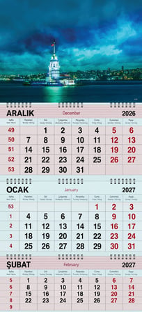 2027 Yılı Gemici Takvimi----İSTANBUL KIZ KULESİ VE BULUTLARLA KAPLI GÖKYÜZÜ