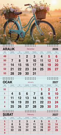 2027 Yılı Gemici Takvimi- Çiçek Sepetli Bisiklet