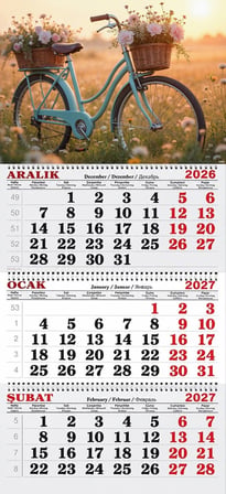 2027 Yılı Gemici Takvimi- Çiçek Sepetli Bisiklet