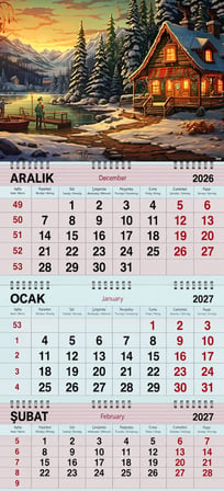 2027 Yılı Gemici Takvimi- Yeni Yılı Bekleyen Ormandaki Kulübe