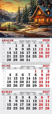 2027 Yılı Gemici Takvimi- Yeni Yılı Bekleyen Ormandaki Kulübe