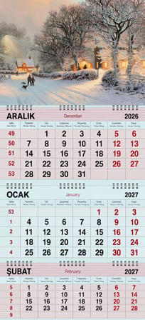 2027 Yılı Gemici Takvimi- Karlı Kasaba ve Kızaklı Çocuklar