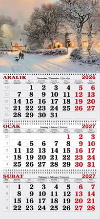 2027 Yılı Gemici Takvimi- Karlı Kasaba ve Kızaklı Çocuklar