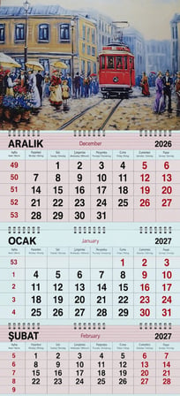 2027 Yılı Gemici Takvimi-Beyoğlu'nda Tramway (TABLO)