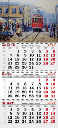 2027 Yılı Gemici Takvimi-Beyoğlu'nda Tramway (TABLO)