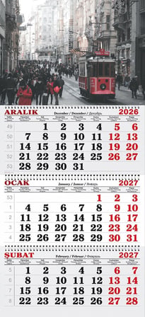 2027 Yılı Gemici Takvimi-Beyoğlu'nda Kırmızı Tramway