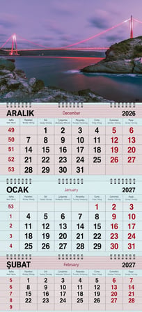  2027 Yılı Gemici Takvimi-Kırmızı Işıklar İle Boğaz Köprüsü