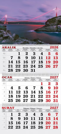  2027 Yılı Gemici Takvimi-Kırmızı Işıklar İle Boğaz Köprüsü