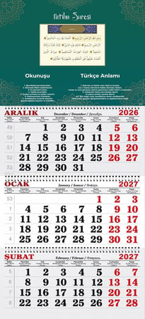 2027 Yılı Gemici Takvimi-Fatiha Suresi