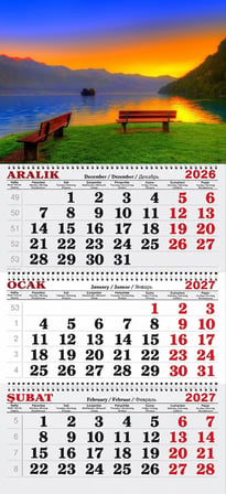 2027 Yılı Gemici Takvimi-Deniz Eşliğinde Gün Batımı Manzarası