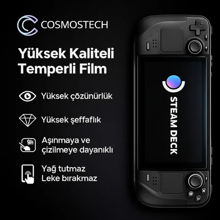 Cosmostech Steam Deck & Steam Deck OLED Uyumlu Temperli Cam Ekran Koruyucu