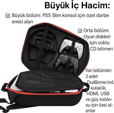 COSMOSTECH Ps5 Slim CD ve Dijital Uyumlu Taşıma Çantası Siyah