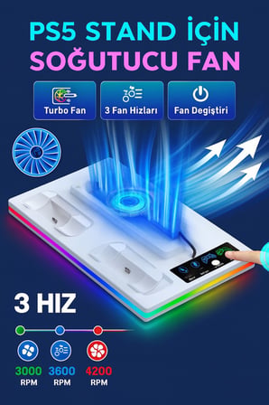 Cosmostech Ps5 Pro/slim/fat Playstation 5 Standart CD-Dijital Uyumlu Rgb Aydınlatmalı Sd-69 Fanlı Stand