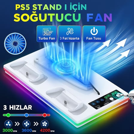 Cosmostech Ps5 Pro/slim/fat Playstation 5 Standart CD-Dijital Uyumlu Rgb Aydınlatmalı Sd-69 Fanlı Stand