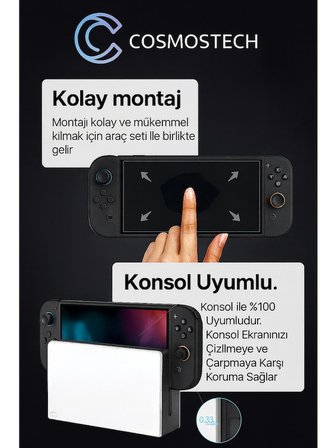 Nintendo Switch 2 Uyumlu 7'' – 7.9'' 9h Temperli Cam Kırılmaz Ekran Koruyucu, Hd Clear, Toz Önleyici, Kabarcık Önleyici, 9h Hardness