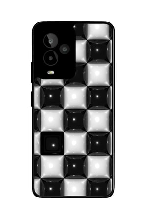 General Mobile Gm 24 Pro Uyumlu Siyah-Beyaz Kare Tasarımlı Parlak Silikon Kılıf