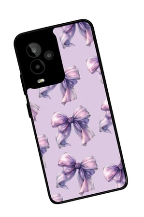 General Mobile Gm 24 Pro Uyumlu Mor Kurdele Tasarımlı Parlak Silikon Kılıf