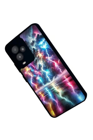 General Mobile Gm 24 Pro Uyumlu Renkli Şimşek Tasarımlı Parlak Silikon Kılıf