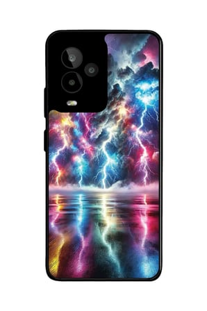 General Mobile Gm 24 Pro Uyumlu Renkli Şimşek Tasarımlı Parlak Silikon Kılıf
