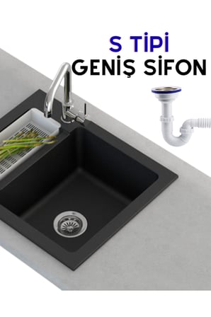 Esnek Körüklü Lavabo Sifonu - Süzgeçli Geniş Kafalı Pis Su Gider Borusu 15-35 cm Mutfak Gider Borusu