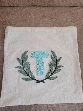 Kişiye özel harf işlemeli punch YASTIK KILIFI 38X38 CM KETEN KILIF
