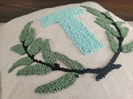Kişiye özel harf işlemeli punch YASTIK KILIFI 38X38 CM KETEN KILIF