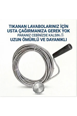 Gider Açma Kiti - 3 Metre Metal Lavabo Açma Teli sustası