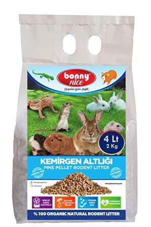 Bonny Nice Doğal Çam Pelet Ginepig Kafes Altlığı 2 Kg 4 Lt (2 Adet)