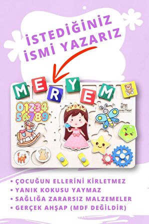 Eğitici Ahşap Kız Çocuk Tak Çıkar Oyuncak  Puzzle Yapboz HAYVANLAR, SAYILAR VE ŞEKİLLER