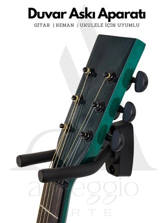 arpeggio ARTE - Gitar Duvar Askı Aparatı | Vidalı, Süngerli Tutucu | Keman & Ukulele Uyumlu | Pena Hediyeli!