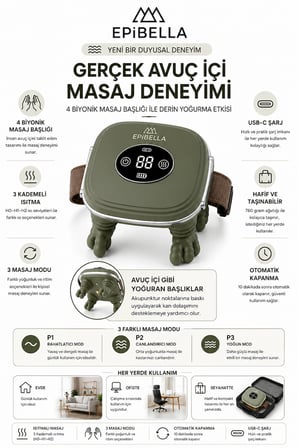 GL-08 Yeşil Kablosuz Isıtmalı Boyun ve Omuz Masaj Aleti Şarjlı Derin Yoğurma Masaj Cihazı 3 Kademeli