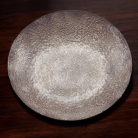 Glaze Mud Cam Gri Meyve Tabağı Dokulu 30 cm