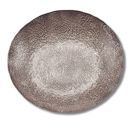 Glaze Mud Cam Gri Meyve Tabağı Dokulu 30 cm