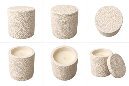 Glaze Mud Dokulu Silindir Kapaklı Dekoratif Mum – Beyaz